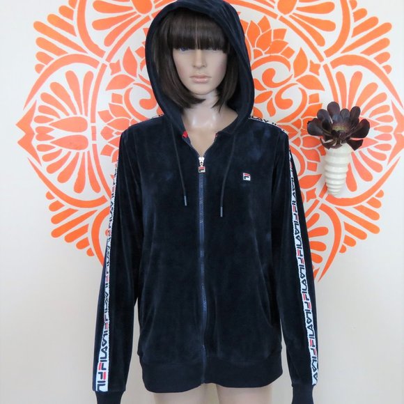 Fila Jackets & Blazers - FILA Dark Blue Velour Track Jacket L